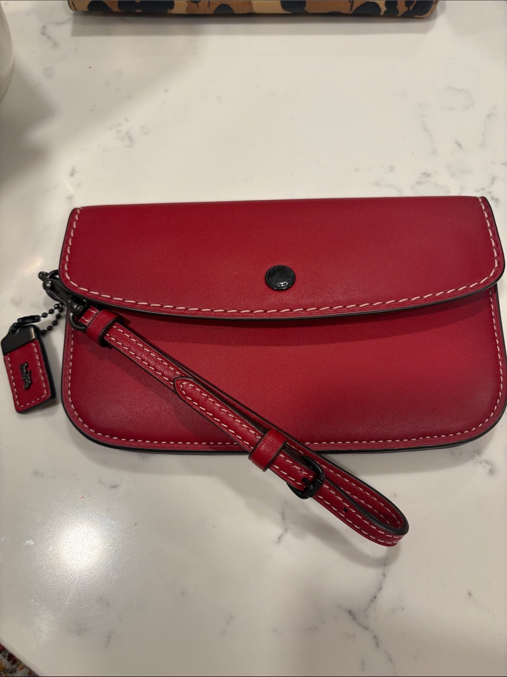 Coach Red Leather Wristlet Clutch